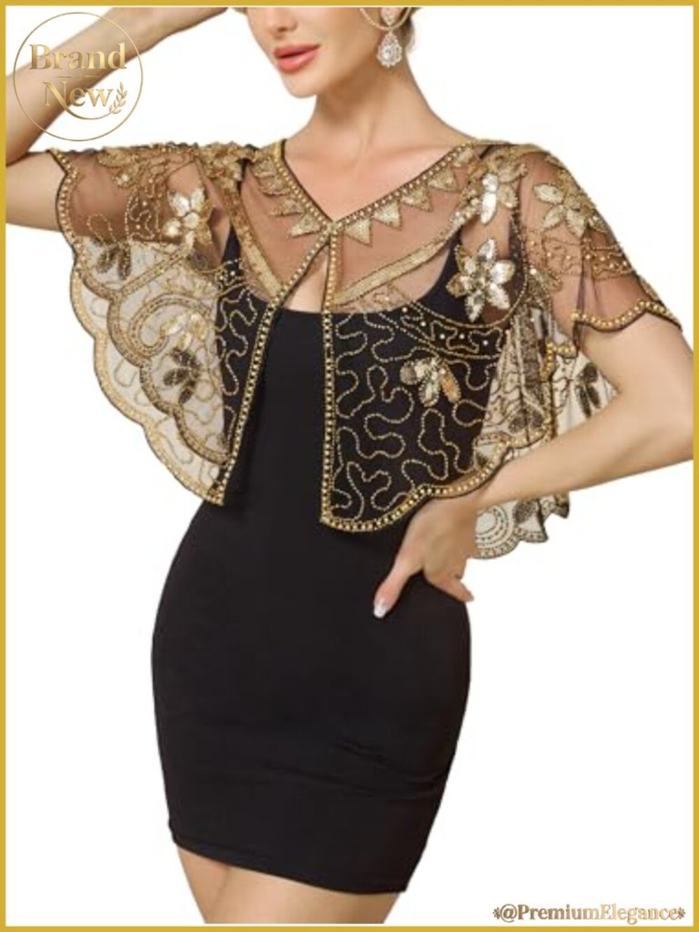 1920s Shawl Wrap Sequin Flapper Gatsby Evening Shawl